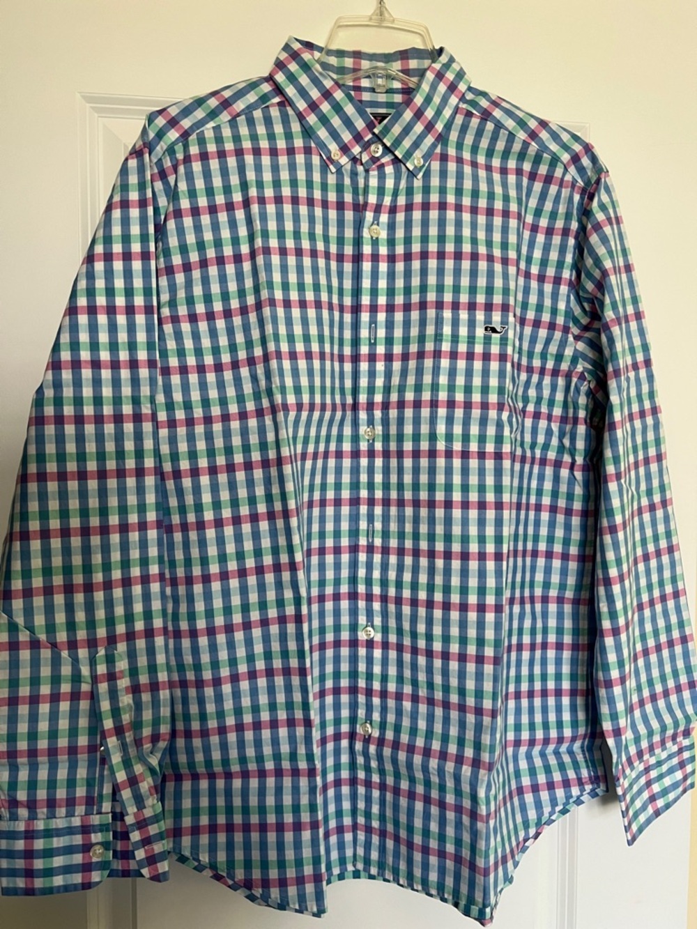 Vineyard Vines Men’s Green, Blue & Pink Plaid Button-Down Shirt